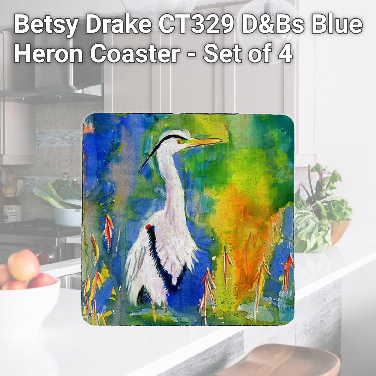 Picture of Betsy Drake CT329 D&Bs Blue Heron Coaster - Set of 4