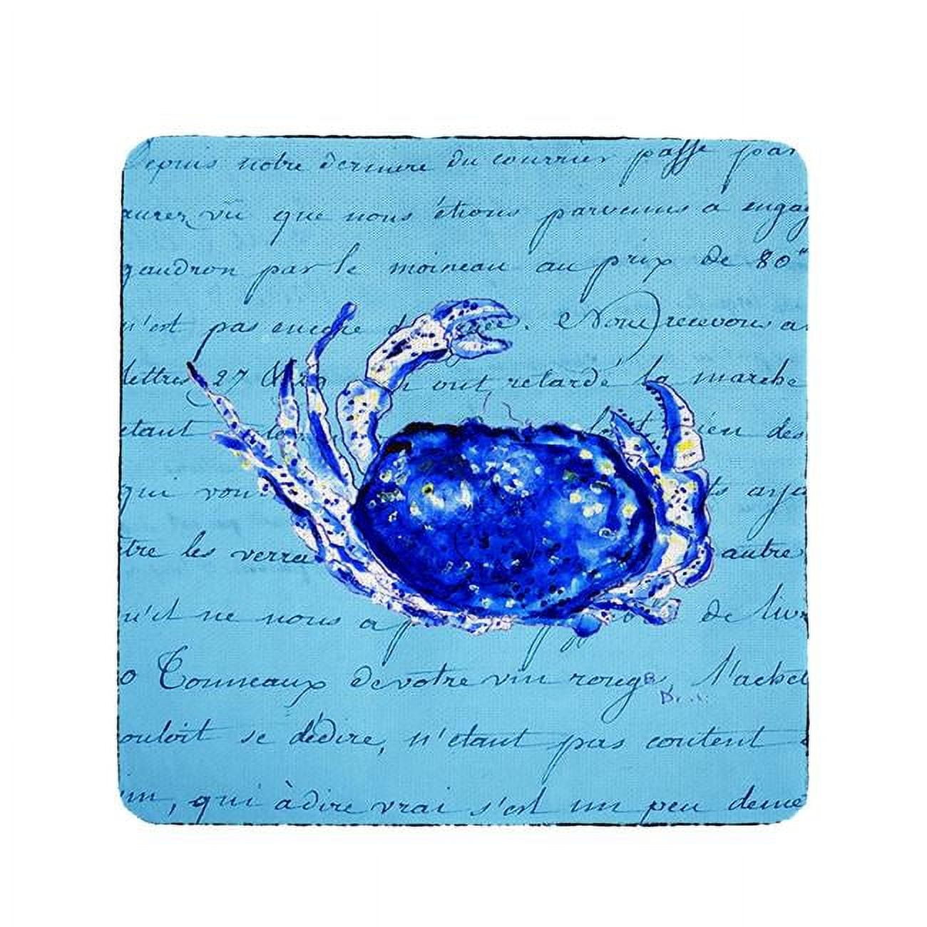 Ct351 Blue Script Crab Coaster - Set Of 4