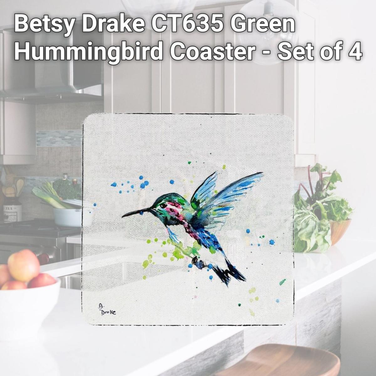 Picture of Betsy Drake CT635 Green Hummingbird Coaster - Set of 4