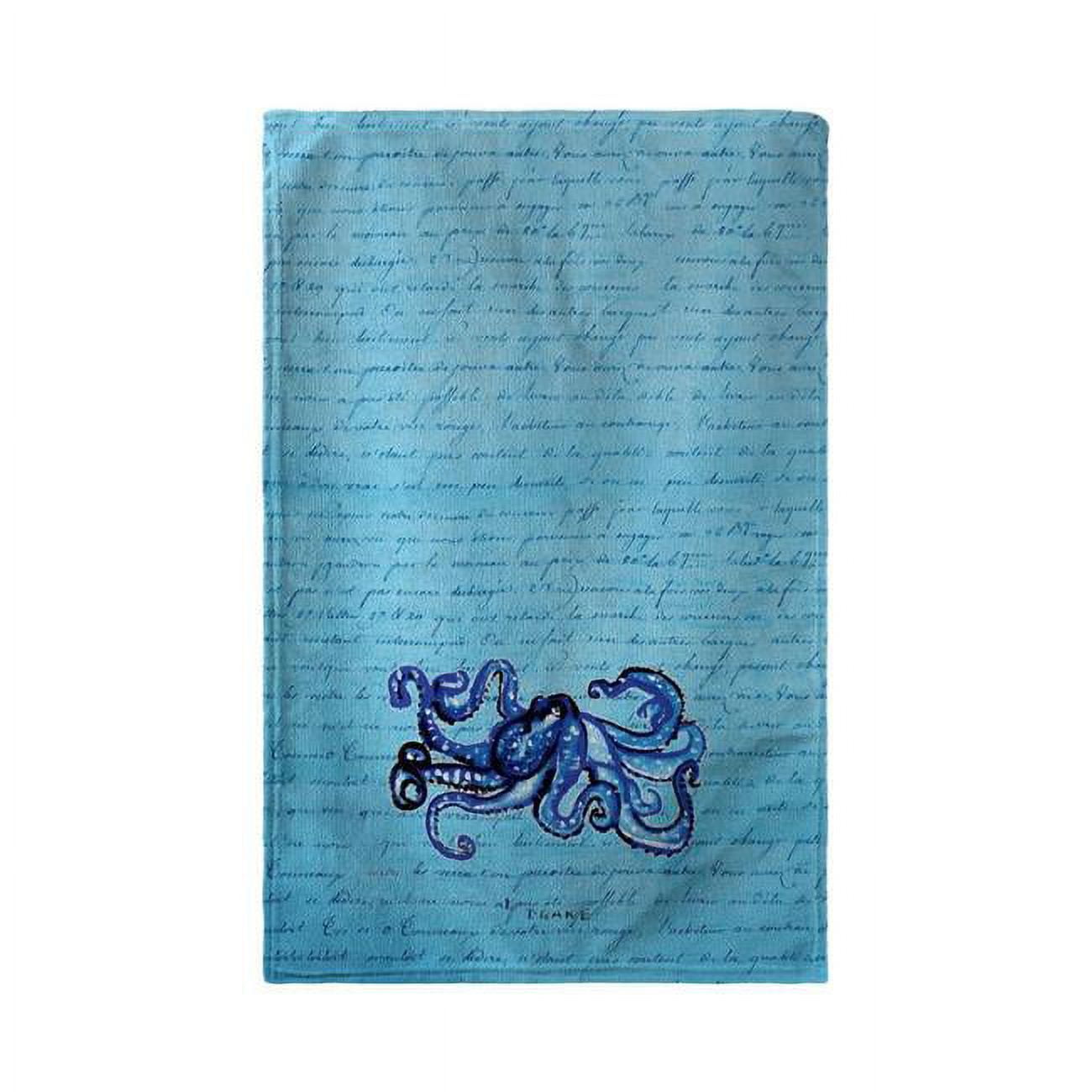 Bt534 30 X 50 In. Blue Script Octopus Beach Towel