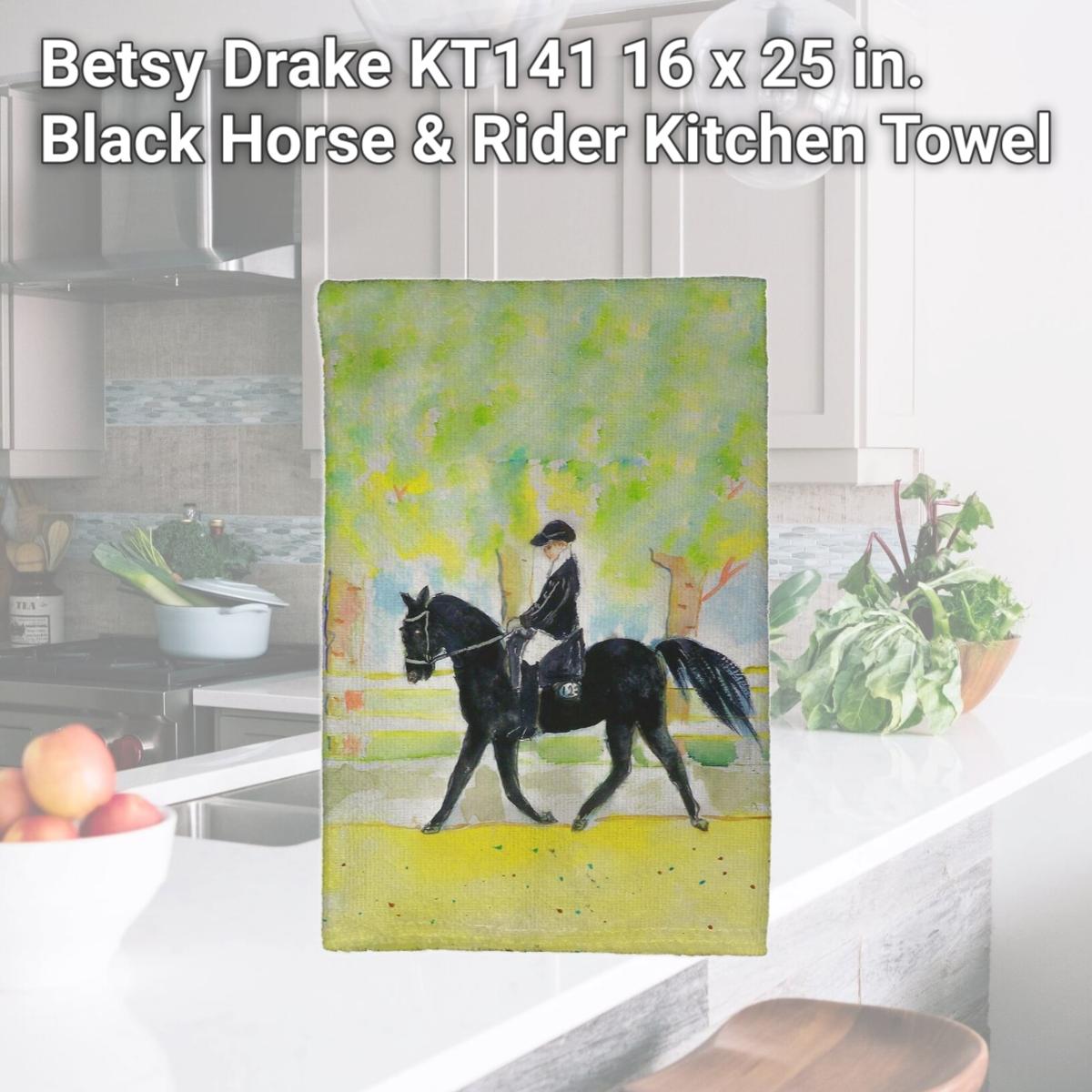 Picture of Betsy Drake KT141 16 x 25 in. Black Horse & Rider Kitchen Towel
