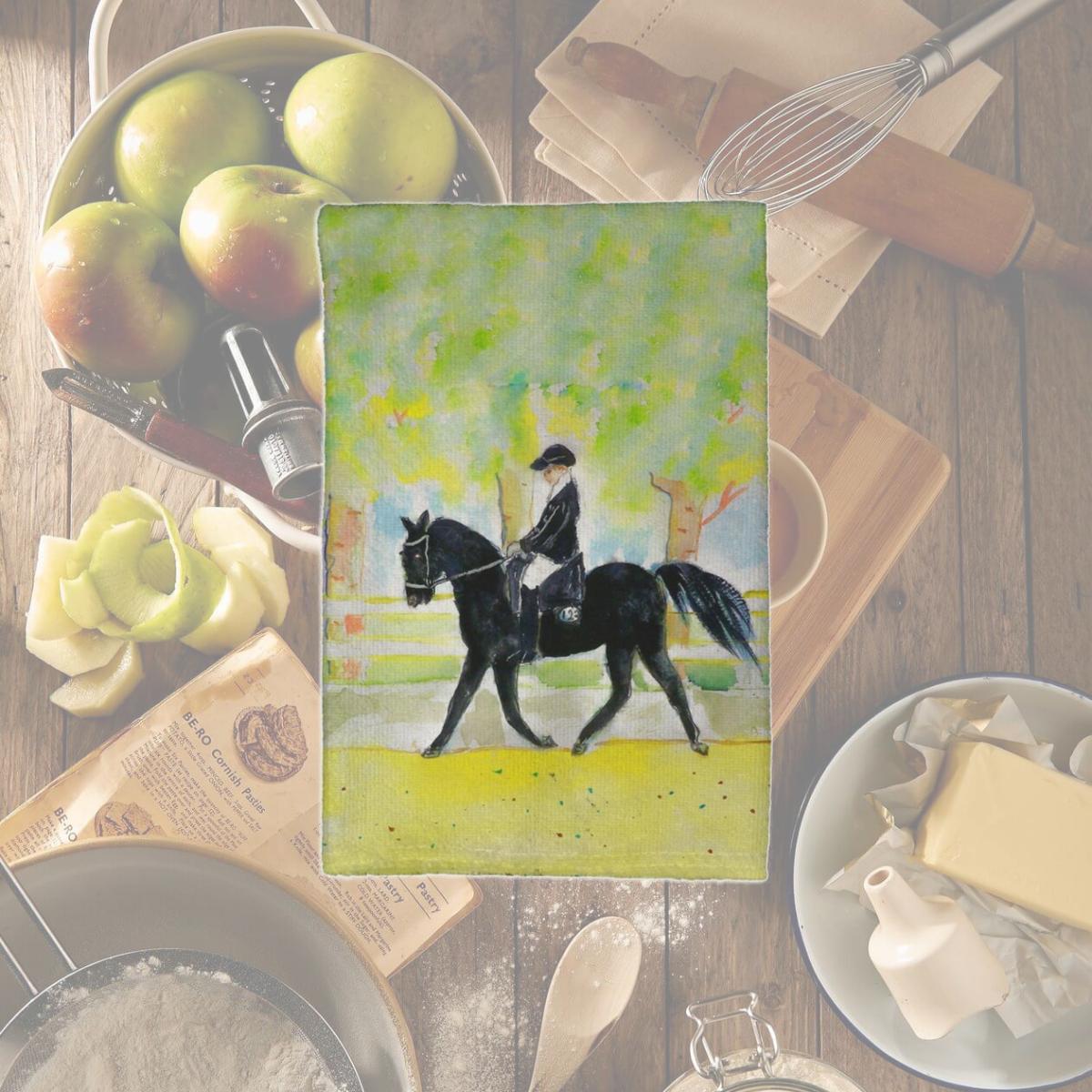 Picture of Betsy Drake KT141 16 x 25 in. Black Horse & Rider Kitchen Towel