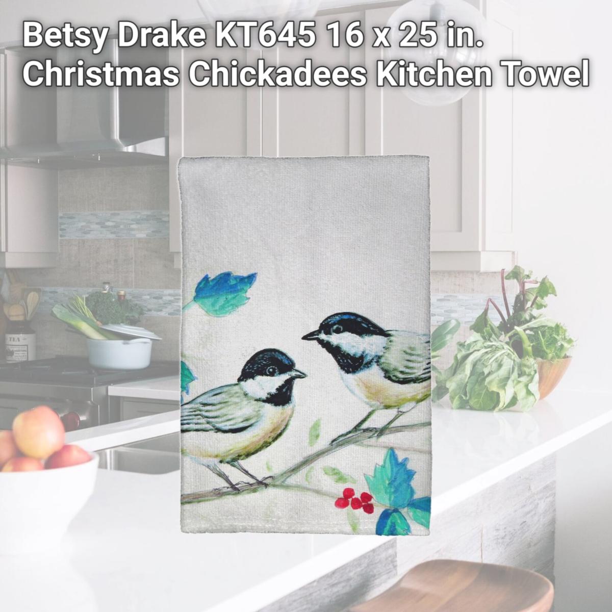 Picture of Betsy Drake KT645 16 x 25 in. Christmas Chickadees Kitchen Towel