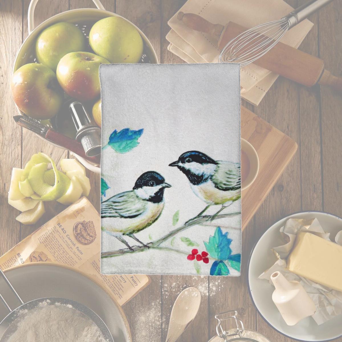 Picture of Betsy Drake KT645 16 x 25 in. Christmas Chickadees Kitchen Towel