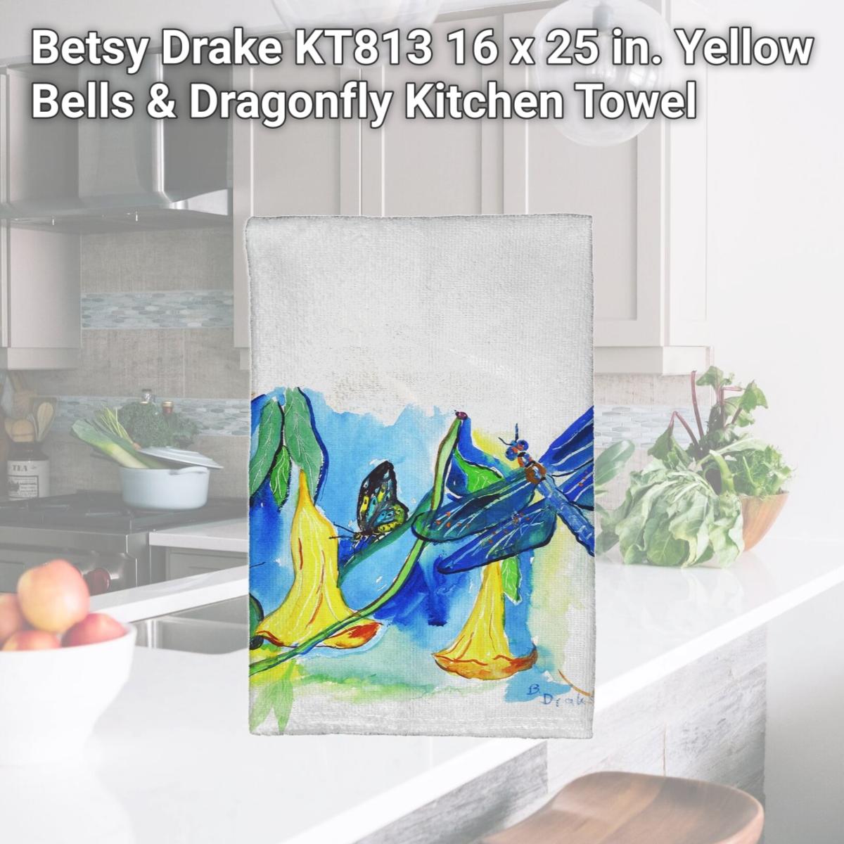 Picture of Betsy Drake KT813 16 x 25 in. Yellow Bells & Dragonfly Kitchen Towel