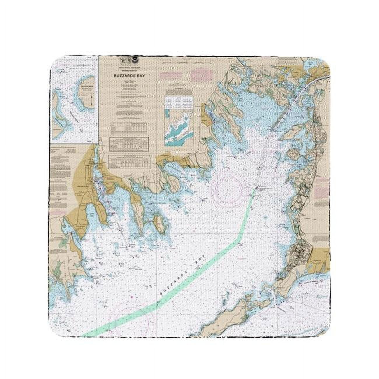Ct13230bb 4 X 4 In. Buzzards Bay, Ma Nautical Map Coaster - Set Of 4
