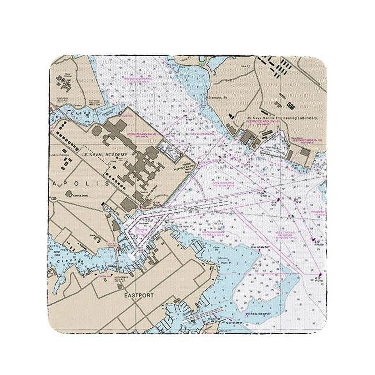 Ct12283an 4 X 4 In. Annapolis - Usna, Md Nautical Map Coaster - Set Of 4