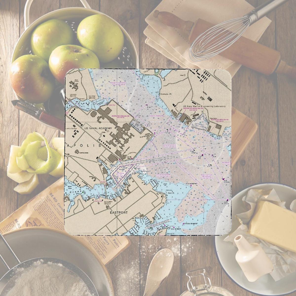 Picture of Betsy Drake CT12283AN 4 x 4 in. Annapolis - USNA, MD Nautical Map Coaster - Set of 4