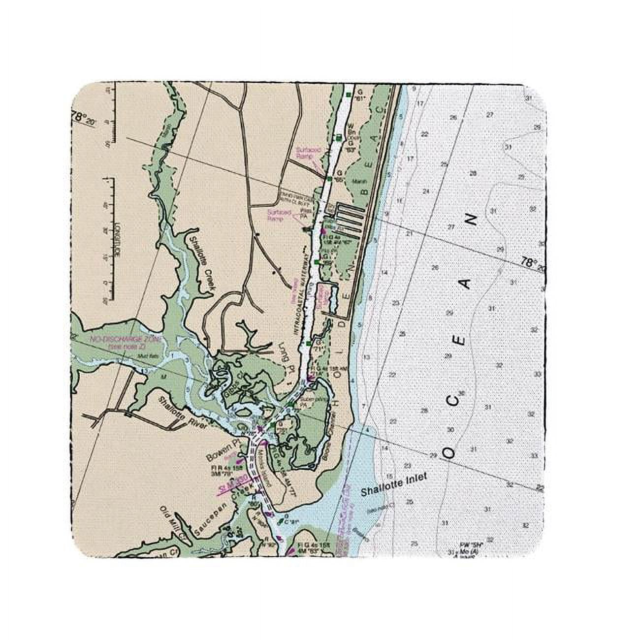 Ct11534hb 4 X 4 In. Holden Beach, Nc Nautical Map Coaster - Set Of 4
