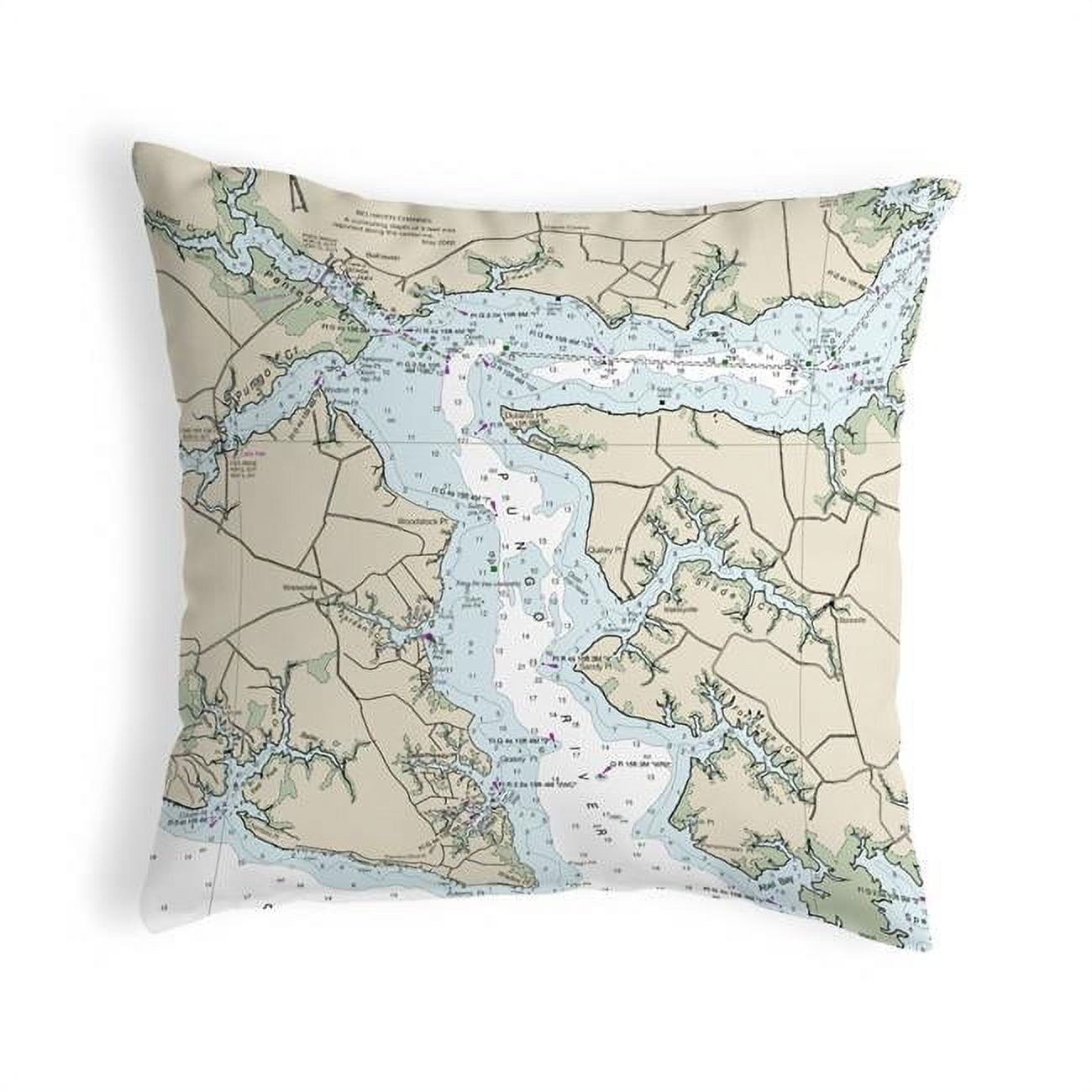 Nc11548pr 18 X 18 In. Pungo River, Nc Nautical Map Noncorded Indoor & Outdoor Pillow