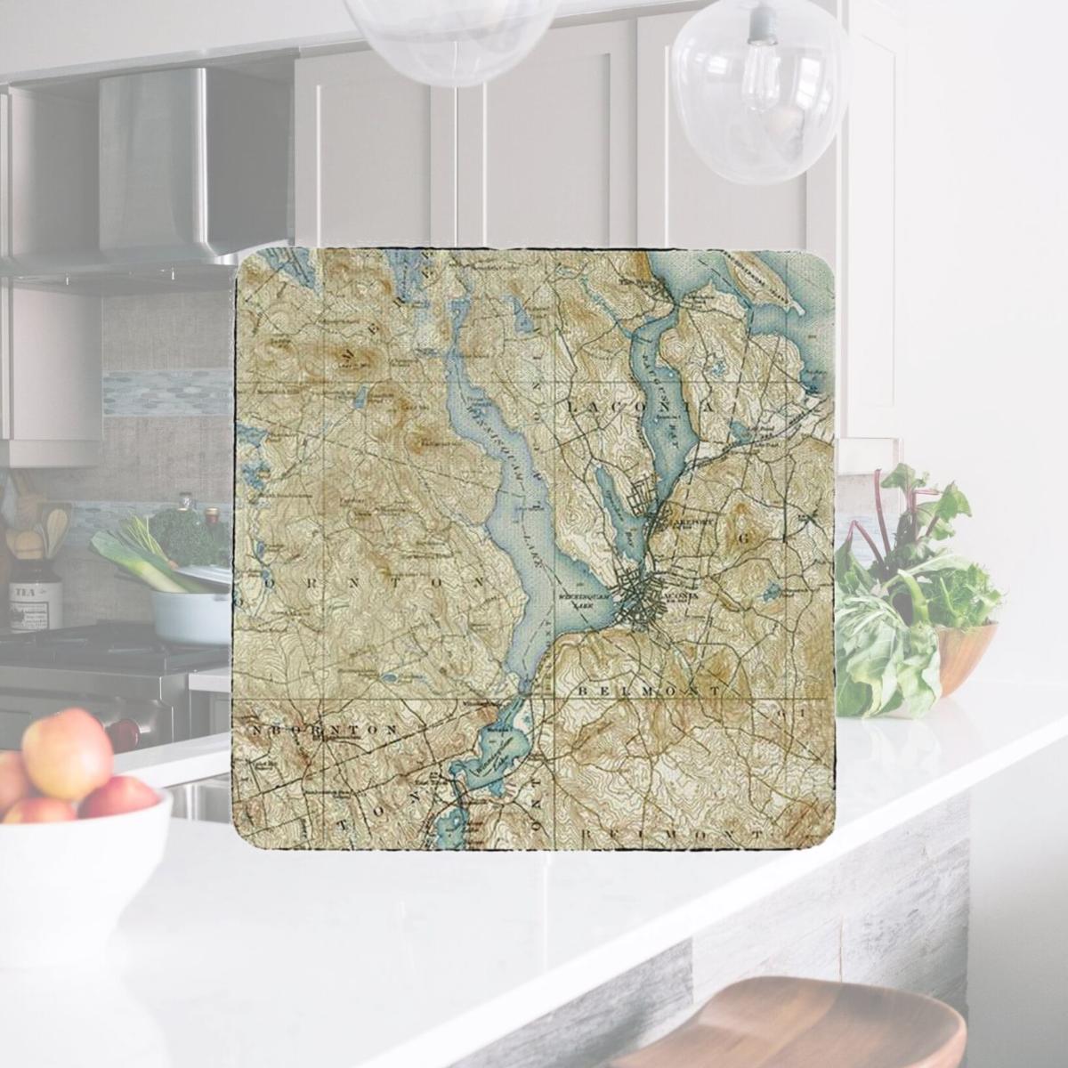 Picture of Betsy Drake CT309 4 x 4 in. Lake Winnisquam, NH Nautical Map Coaster - Set of 4