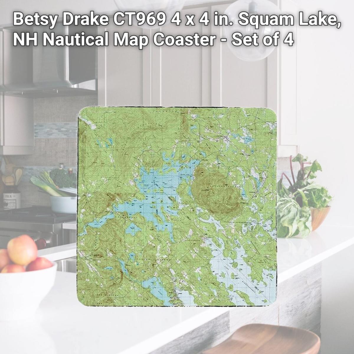 Picture of Betsy Drake CT969 4 x 4 in. Squam Lake, NH Nautical Map Coaster - Set of 4