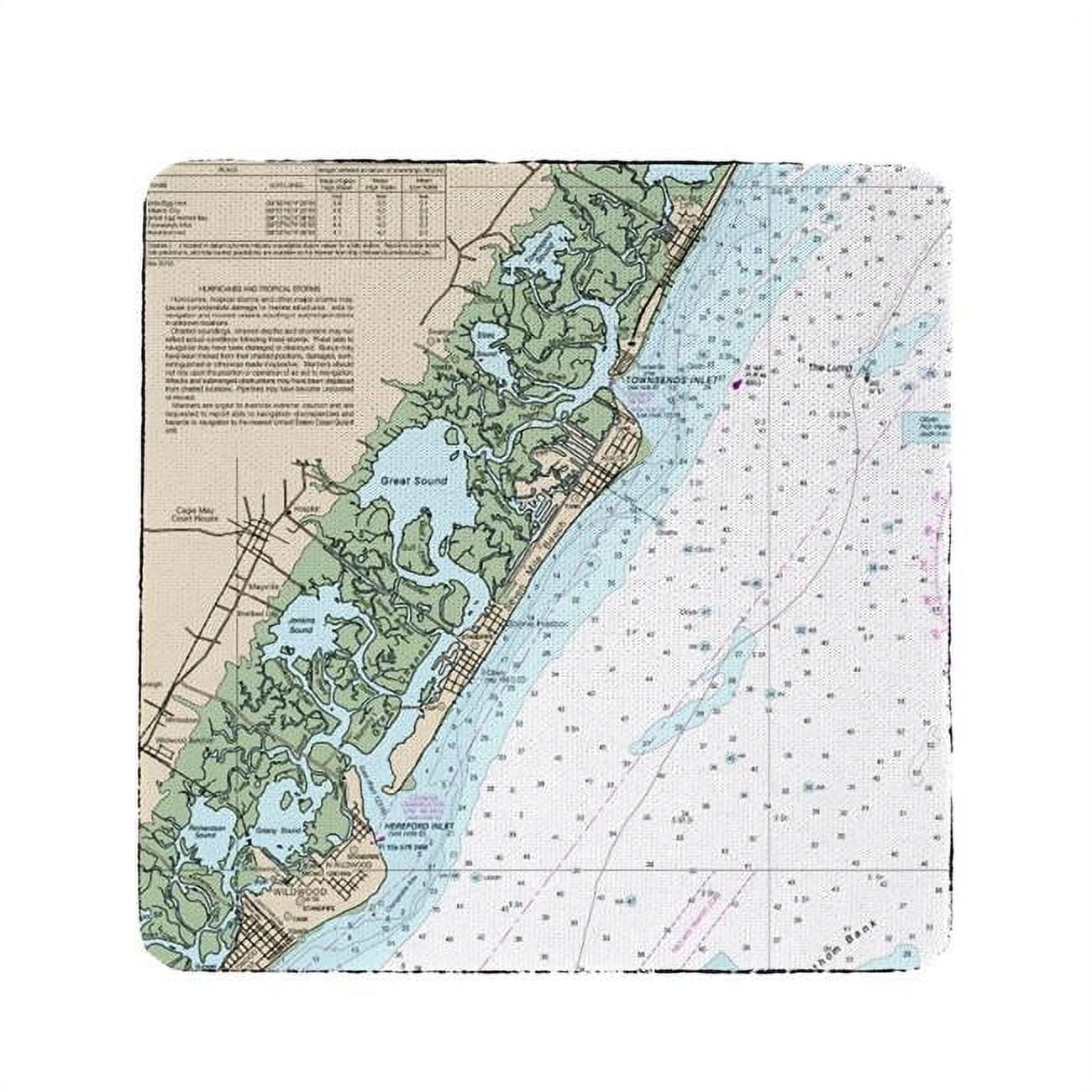 Ct12318av 4 X 4 In. Little Egg Inlet To Hereford Inlet - Avalon, Nh Nautical Map Coaster - Set Of 4