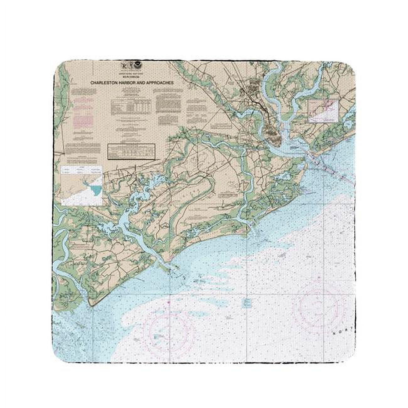 Ct11521 4 X 4 In. Charleston Harbor & Approaches, Sc Nautical Map Coaster - Set Of 4