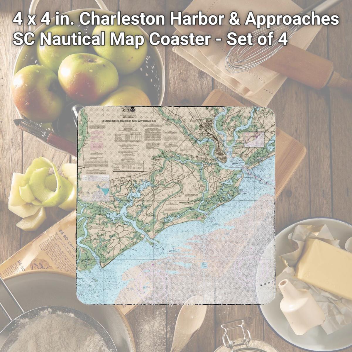 Picture of Betsy Drake CT11521 4 x 4 in. Charleston Harbor & Approaches, SC Nautical Map Coaster - Set of 4