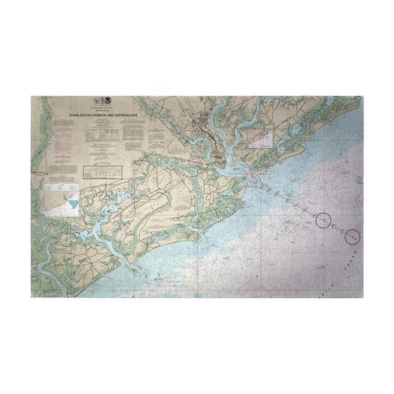 Dm11521 18 X 26 In. Charleston Harbor & Approaches, Sc Nautical Map Small Door Mat