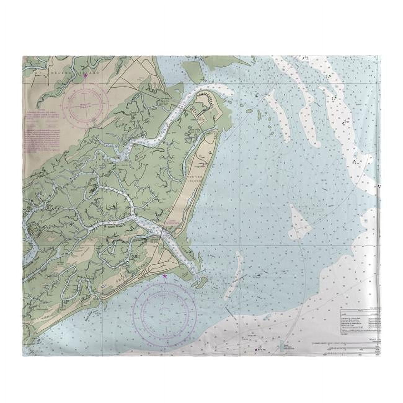 Bk11517 50 X 60 In. Fripp Island, Sc Nautical Map Fripp Island Fleece Throw Blanket