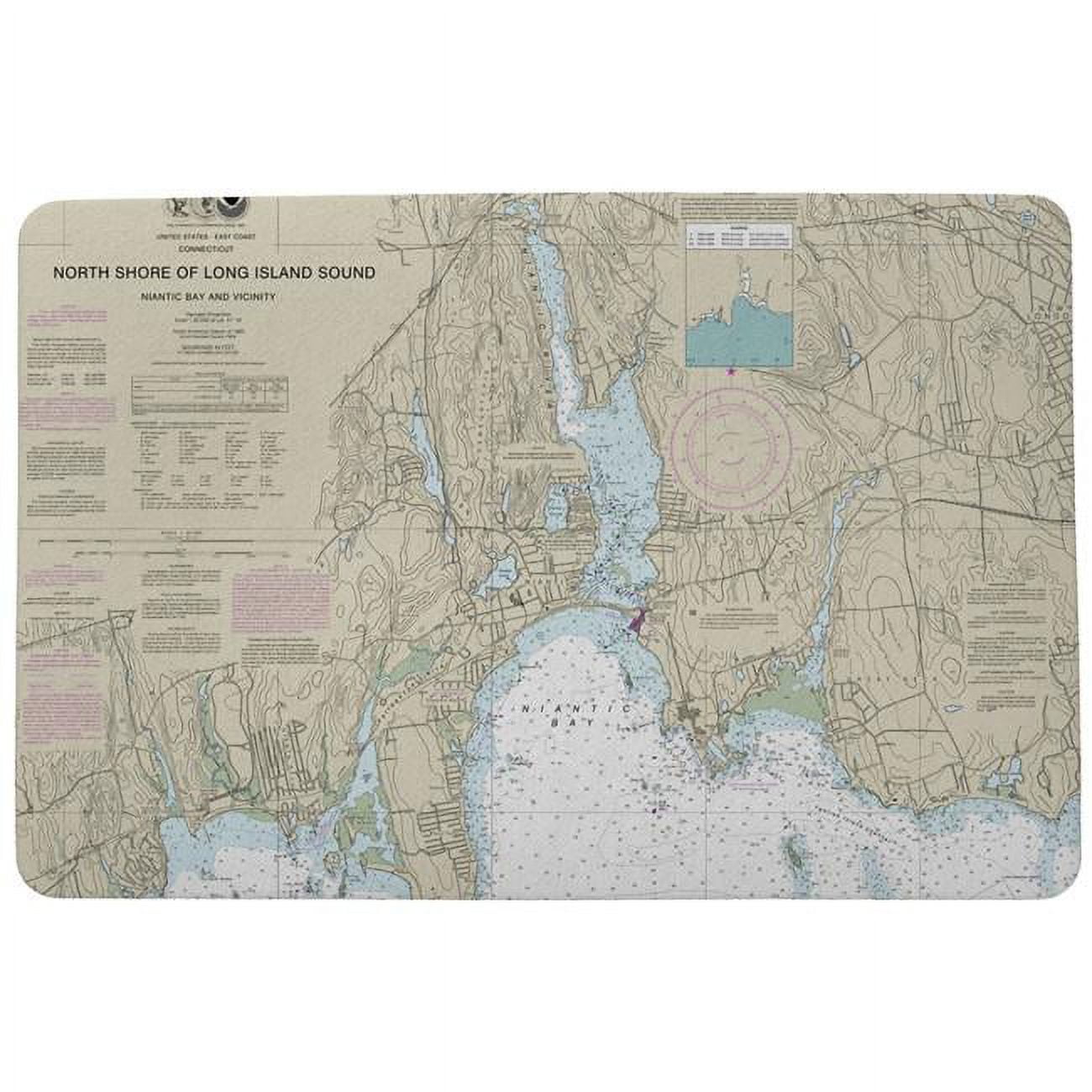 Dm13211nb 18 X 26 In. North Shore Long Island To Niantic Bay, Ct Nautical Map Door Mat