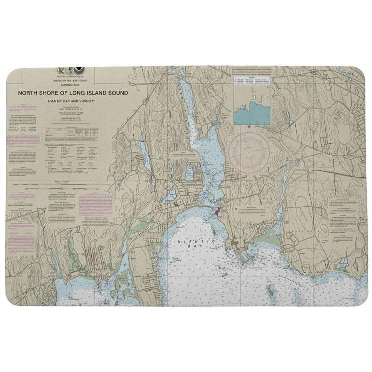 Dm13211nbg 30 X 50 In. North Shore Long Island To Niantic Bay, Ct Nautical Map Door Mat