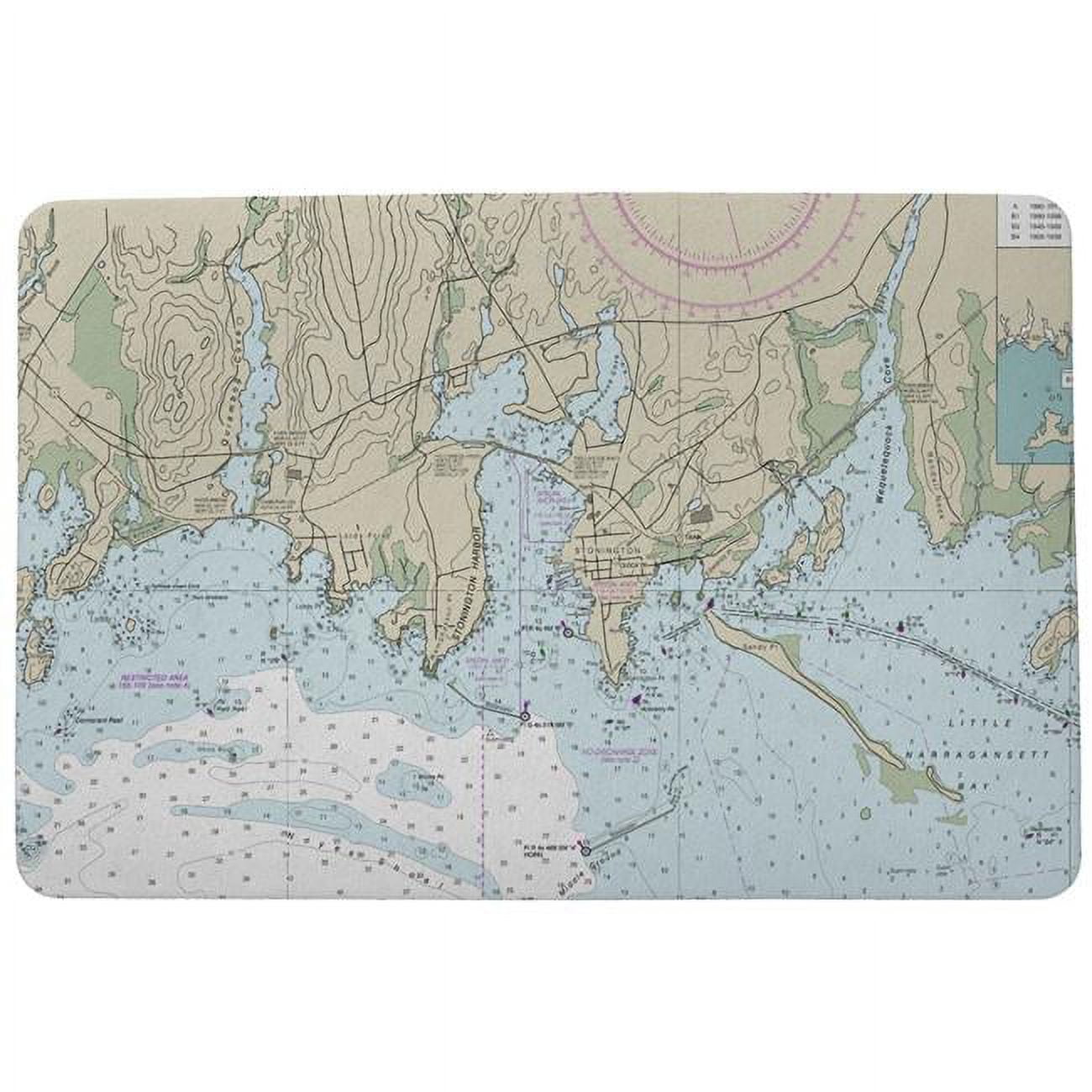 Dm13214st 18 X 26 In. Stoninkton Harbor, Ct Nautical Map Door Mat