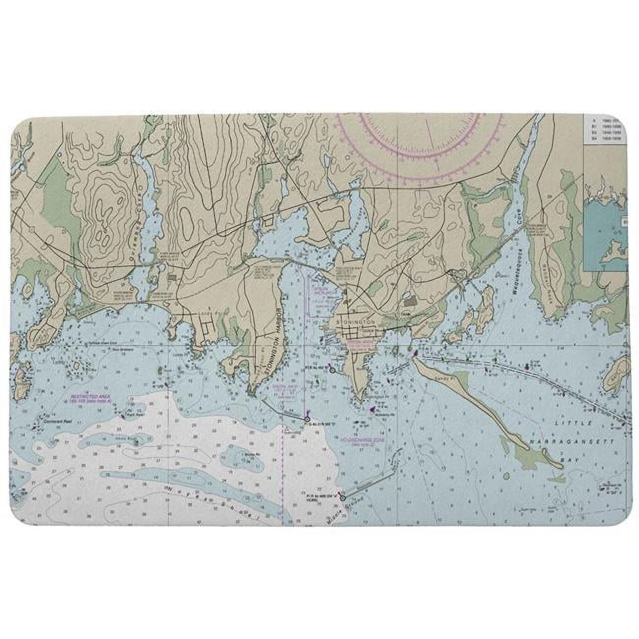 Dm13214stg 30 X 50 In. Stoninkton Harbor, Ct Nautical Map Door Mat