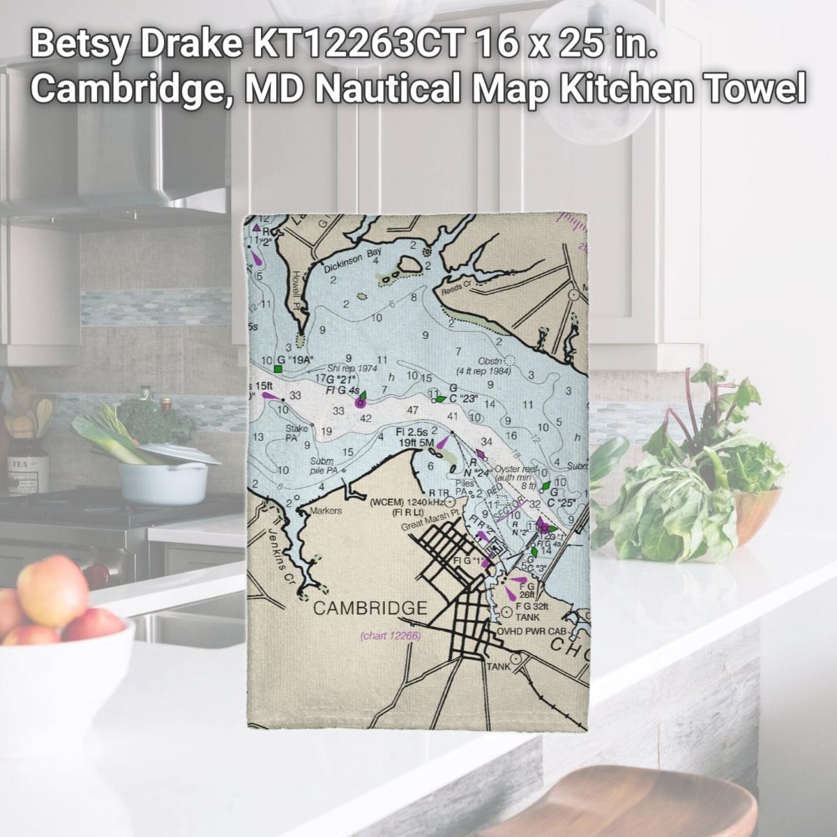 Picture of Betsy Drake KT12263CT 16 x 25 in. Cambridge, MD Nautical Map Kitchen Towel
