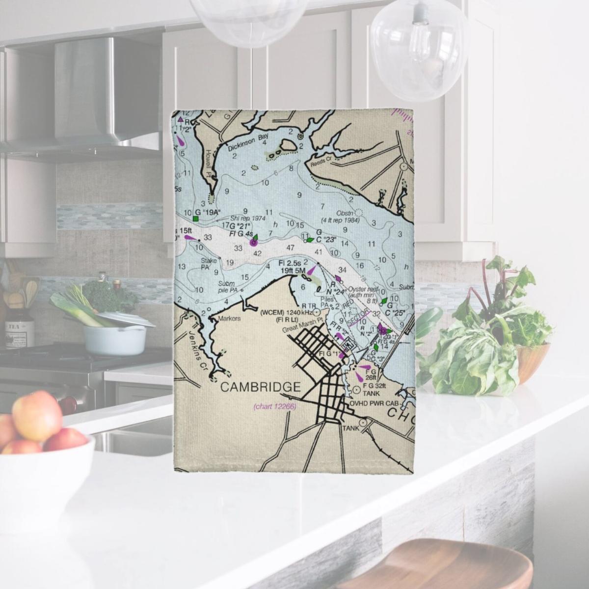Picture of Betsy Drake KT12263CT 16 x 25 in. Cambridge, MD Nautical Map Kitchen Towel