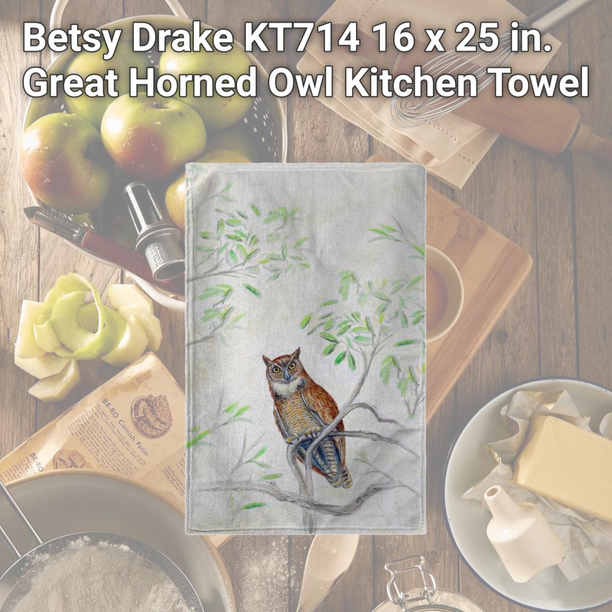 Picture of Betsy Drake KT714 16 x 25 in. Great Horned Owl Kitchen Towel