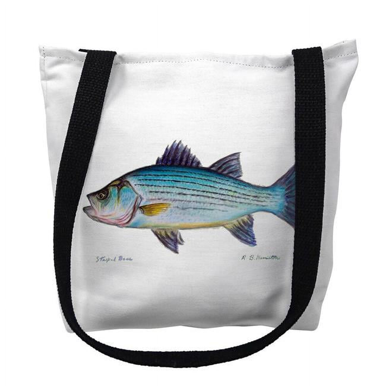 Ty002am 16 X 16 In. Striped Bass On White Tote Bag - Medium