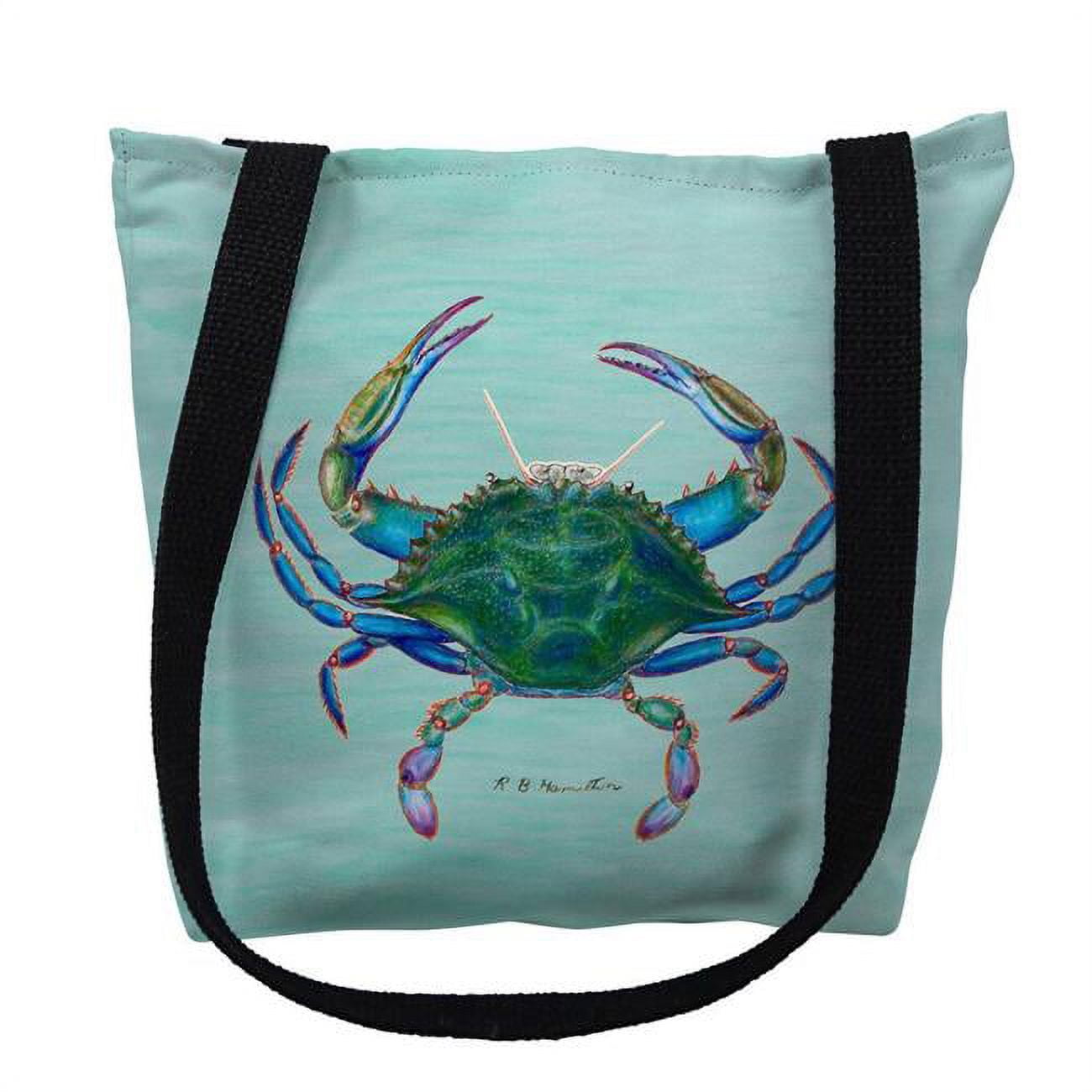 Ty004cm 16 X 16 In. Female Blue Crab On Aqua Tote Bag - Medium
