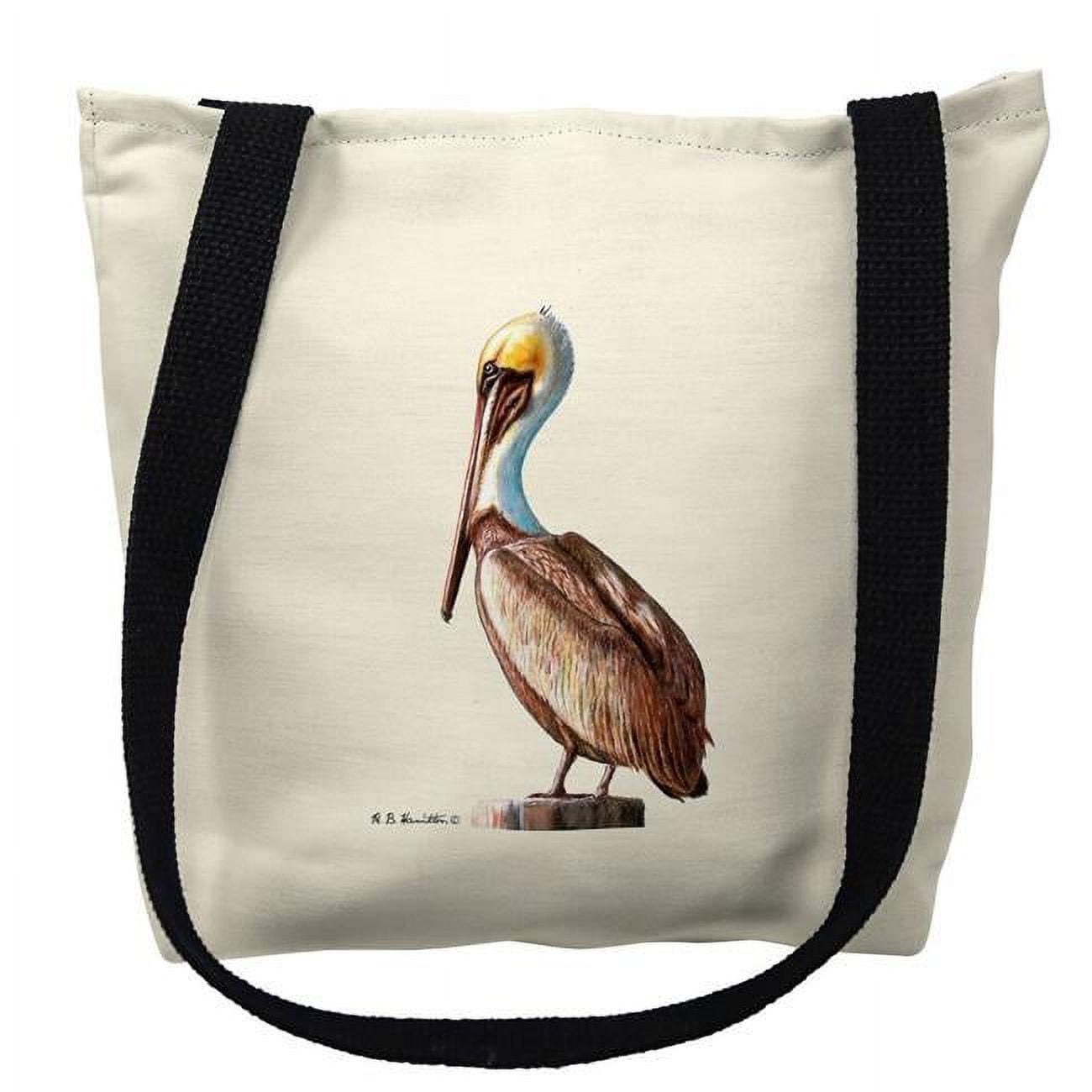 Ty035m 16 X 16 In. Pelican On White Tote Bag - Medium