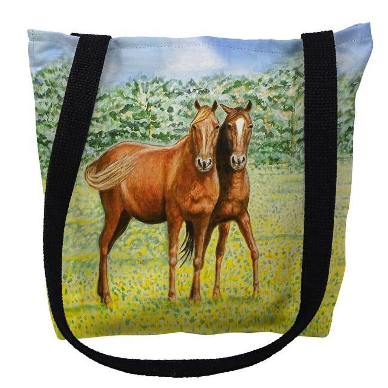 Ty057m 16 X 16 In. Two Horses Tote Bag - Medium