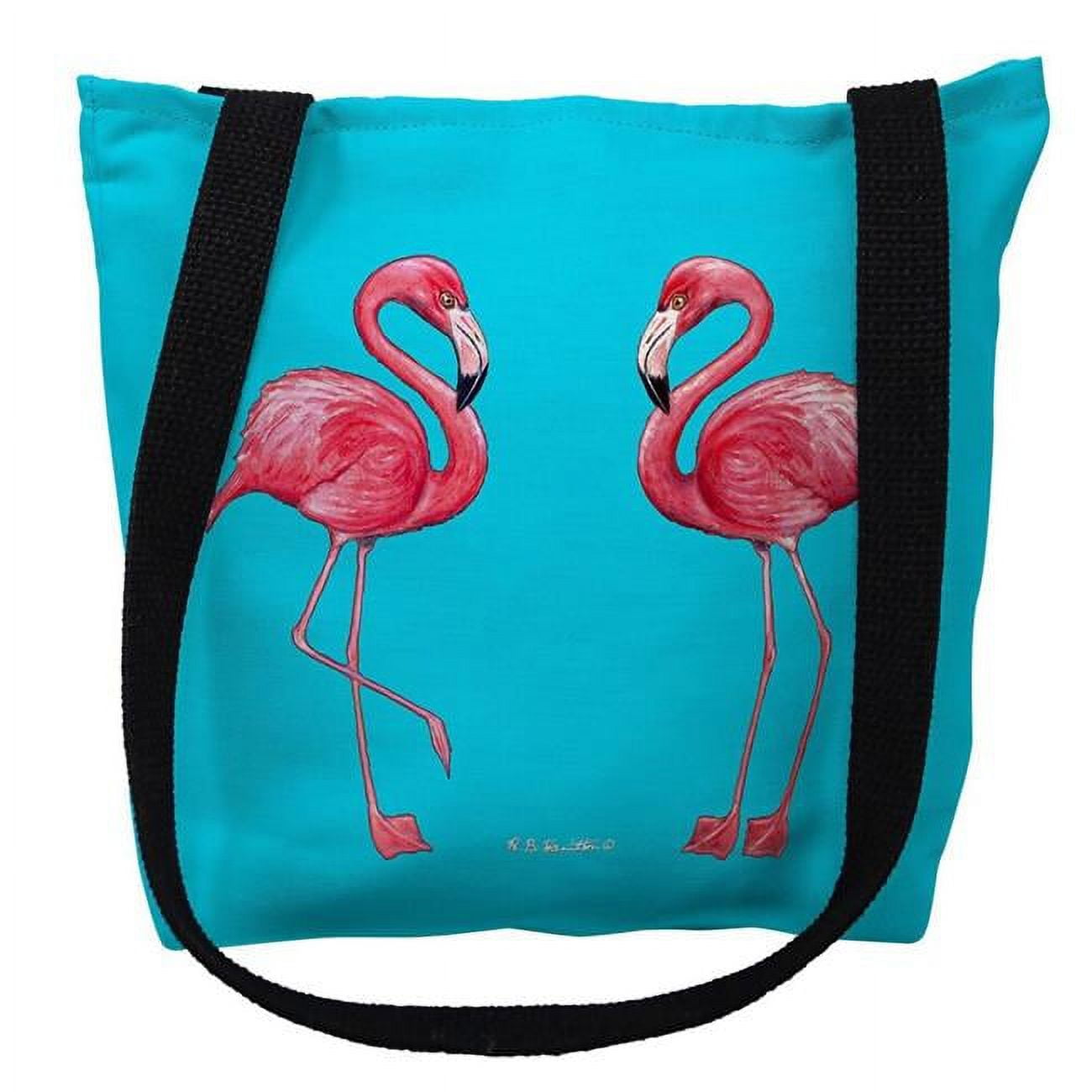 Ty084tm 16 X 16 In. Flamingos On Turquoise Tote Bag - Medium