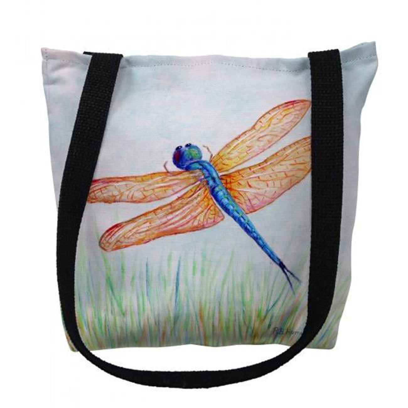 Ty1045m 16 X 16 In. Amber & Blue Dragonfly Tote Bag - Medium
