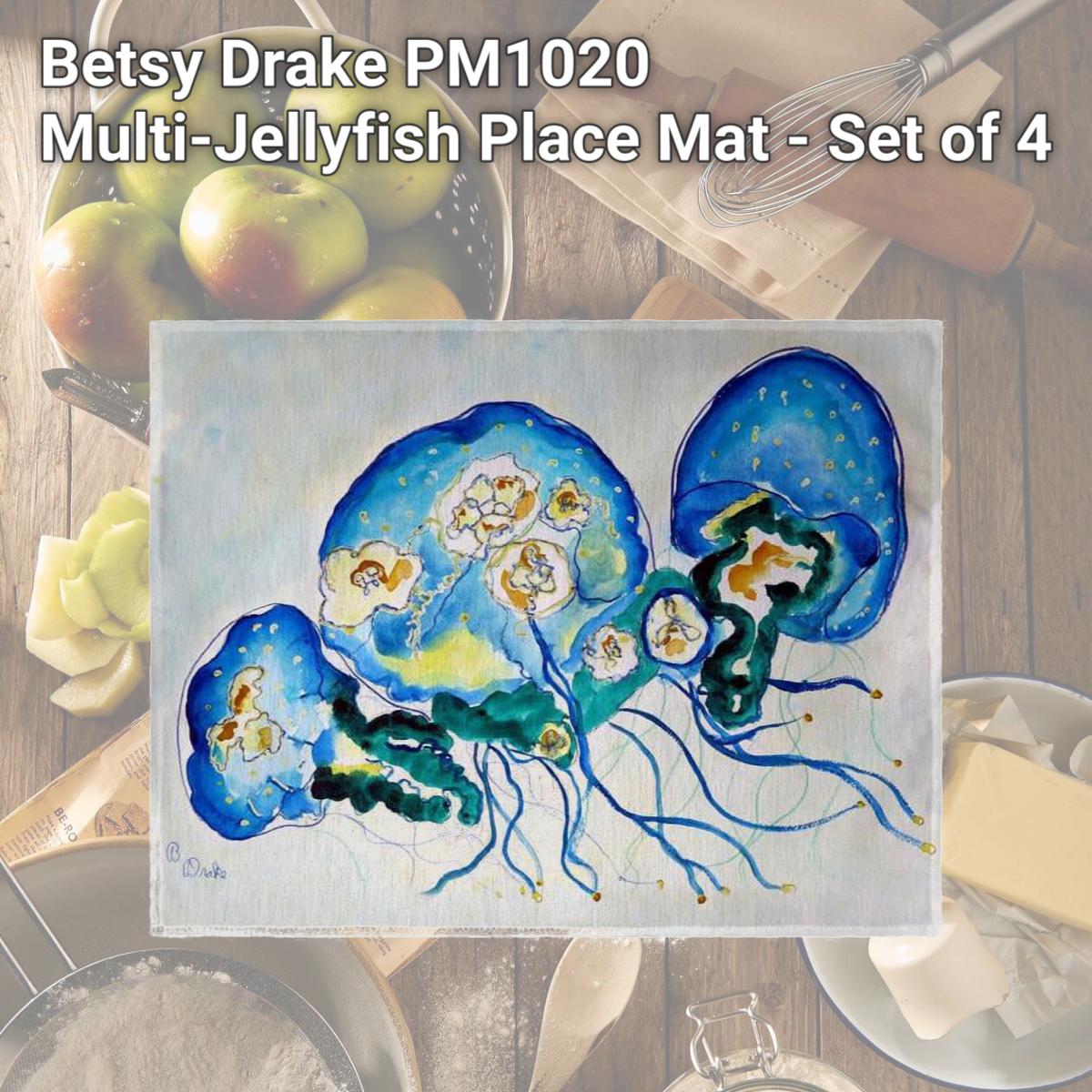 Picture of Betsy Drake PM1020 Multi-Jellyfish Place Mat - Set of 4