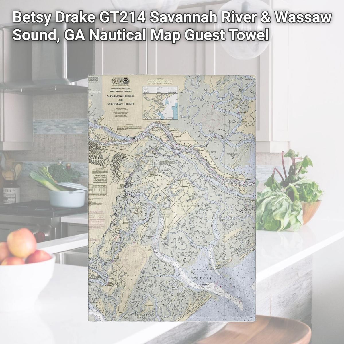 Picture of Betsy Drake GT214 Savannah River & Wassaw Sound, GA Nautical Map Guest Towel
