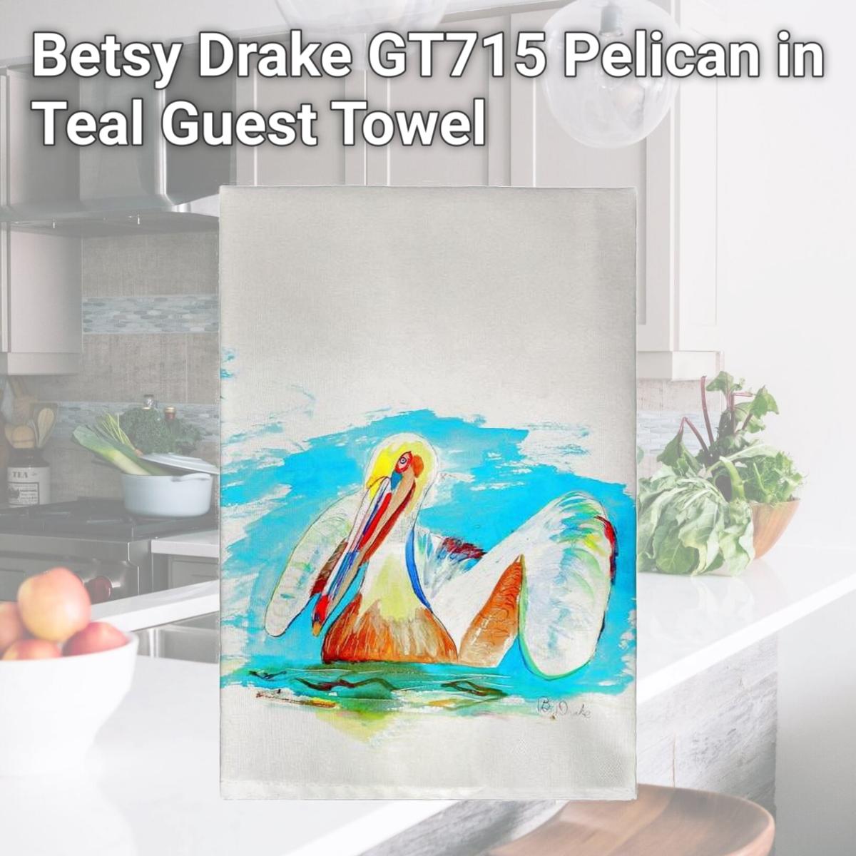 Picture of Betsy Drake GT715 Pelican in Teal Guest Towel