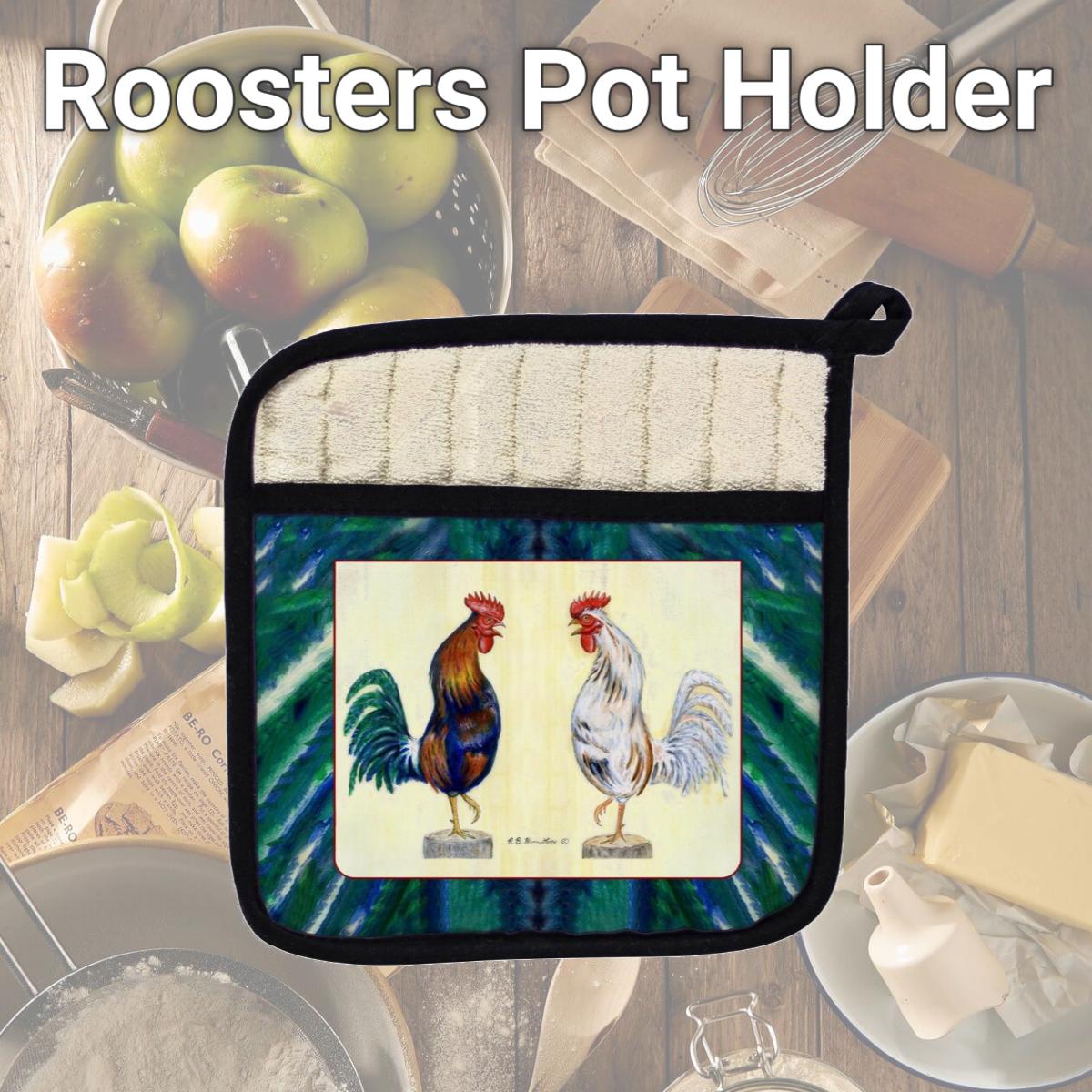 Picture of Betsy Drake PT037 Roosters Pot Holder