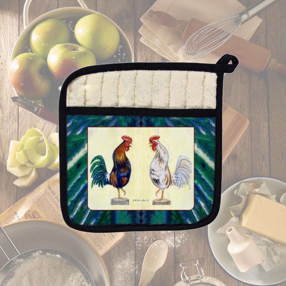 Picture of Betsy Drake PT037 Roosters Pot Holder