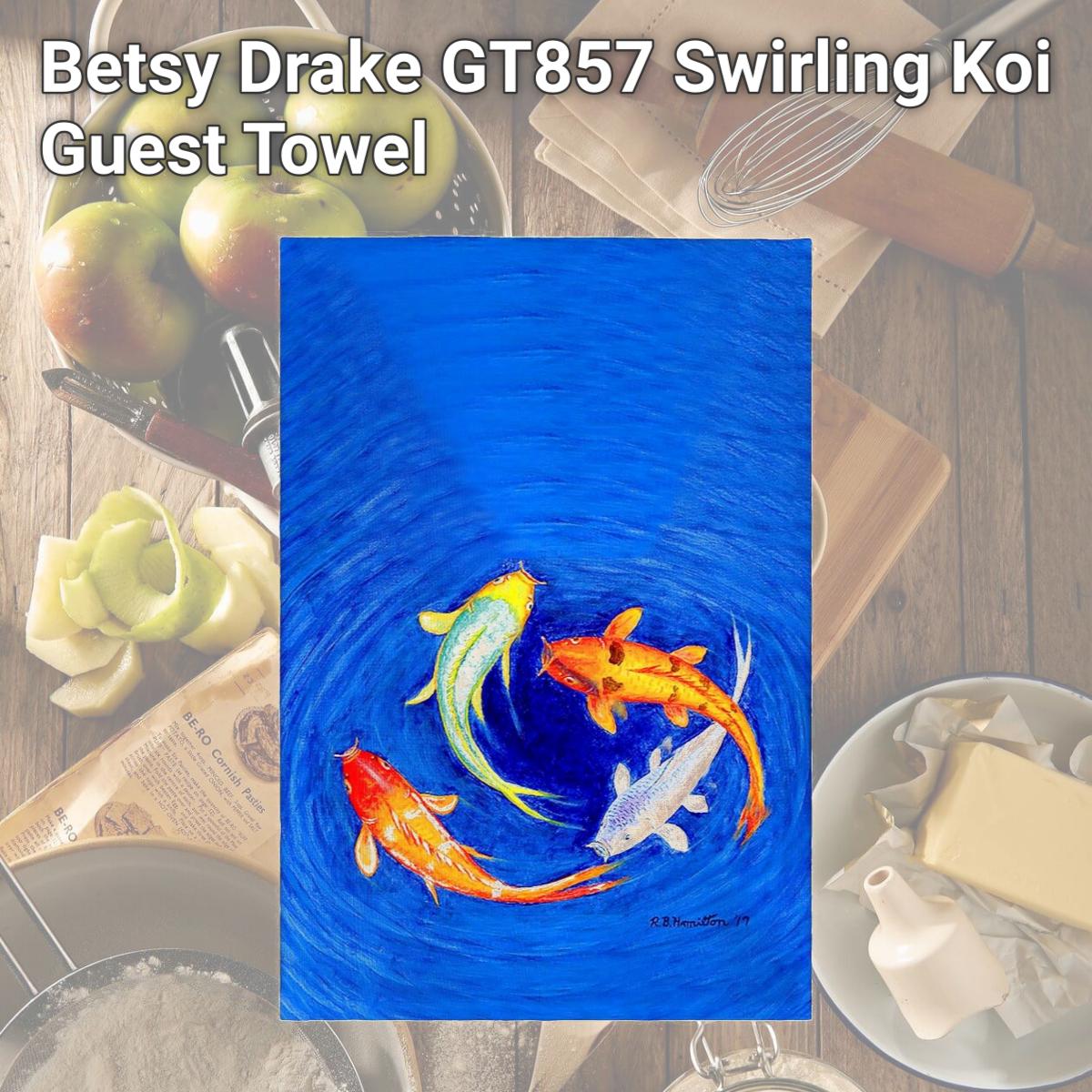 Picture of Betsy Drake GT857 Swirling Koi Guest Towel