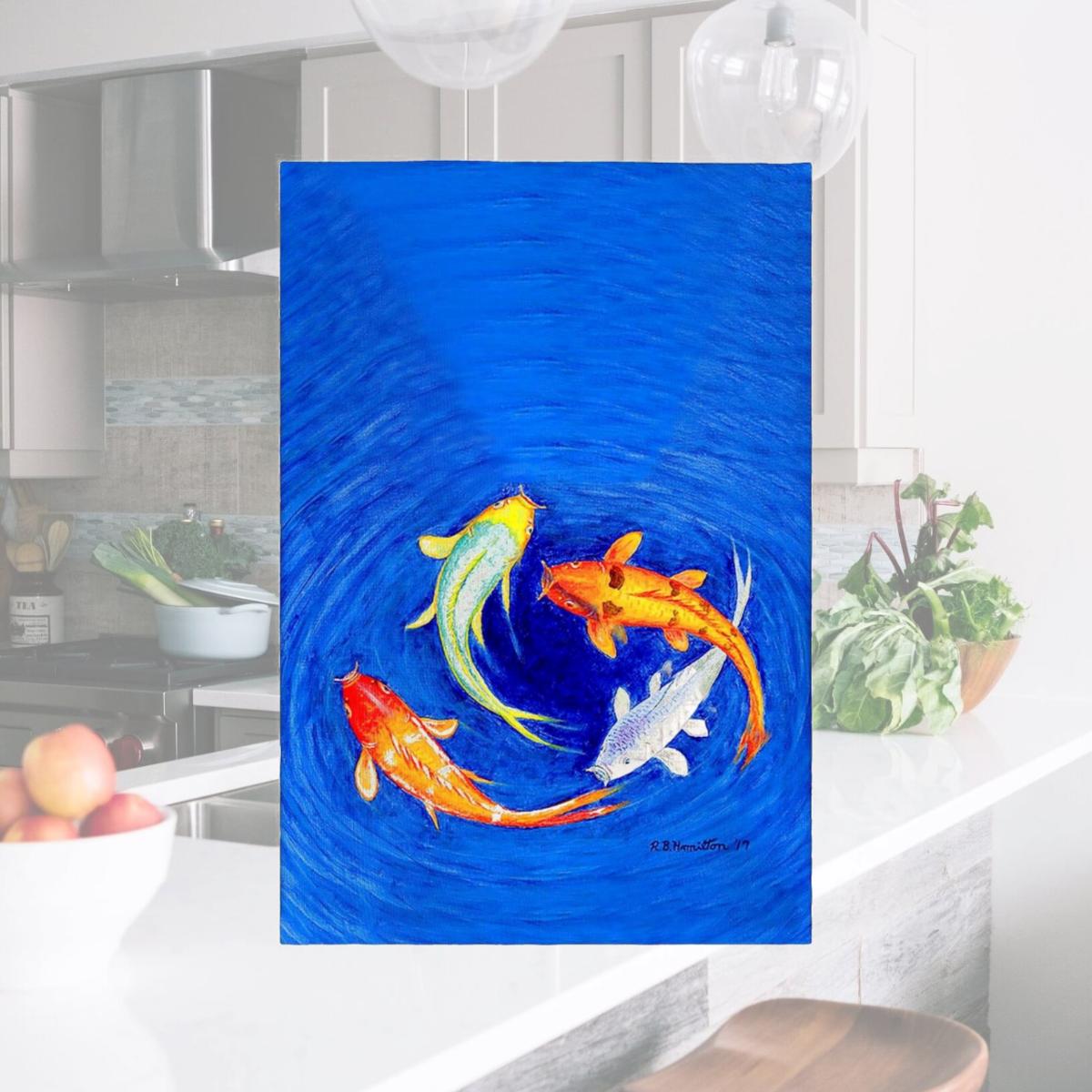 Picture of Betsy Drake GT857 Swirling Koi Guest Towel