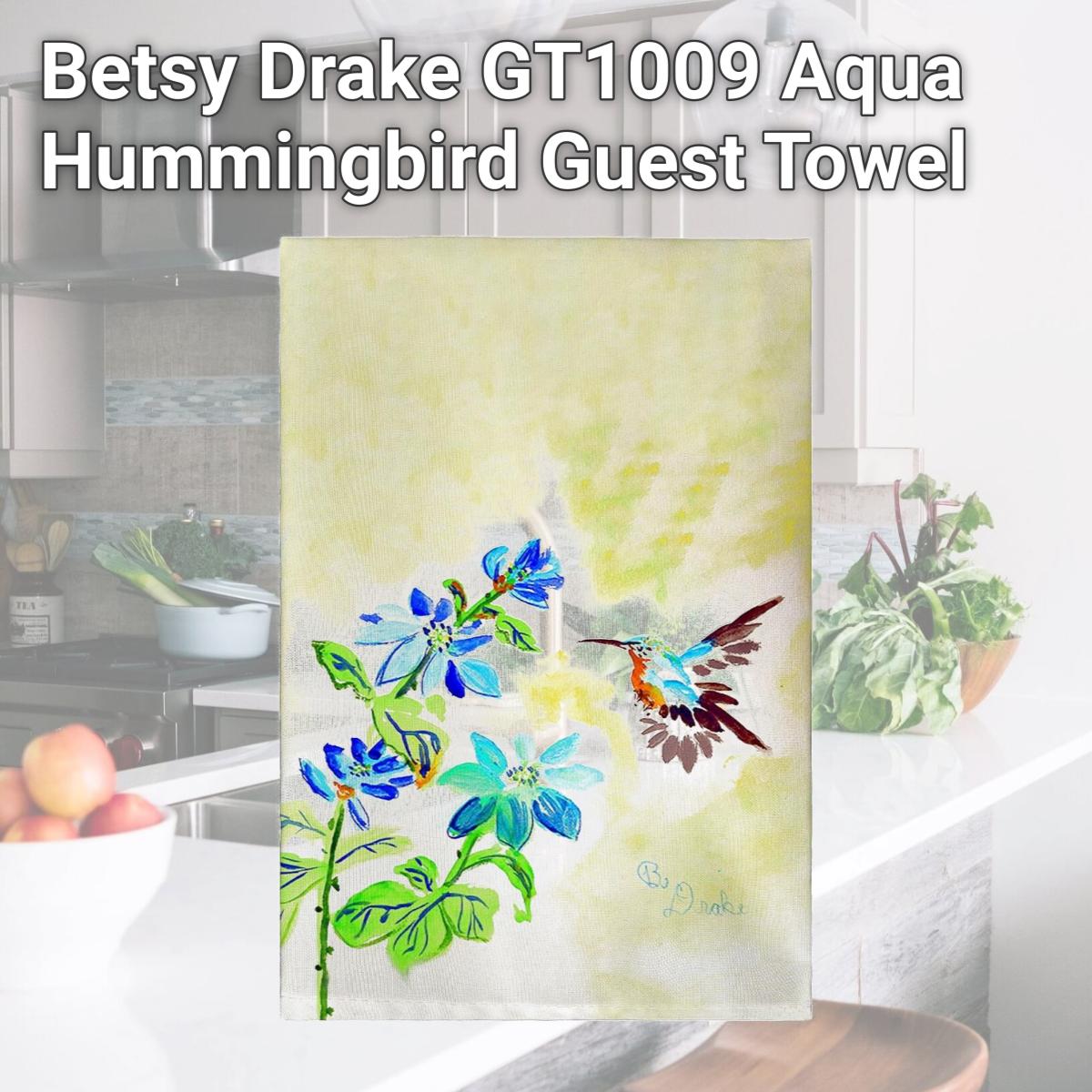 Picture of Betsy Drake GT1009 Aqua Hummingbird Guest Towel