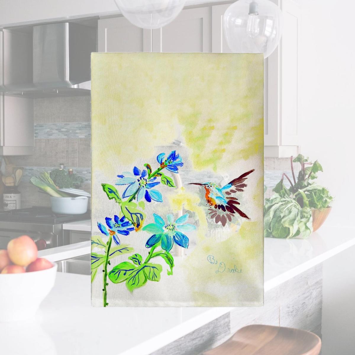 Picture of Betsy Drake GT1009 Aqua Hummingbird Guest Towel