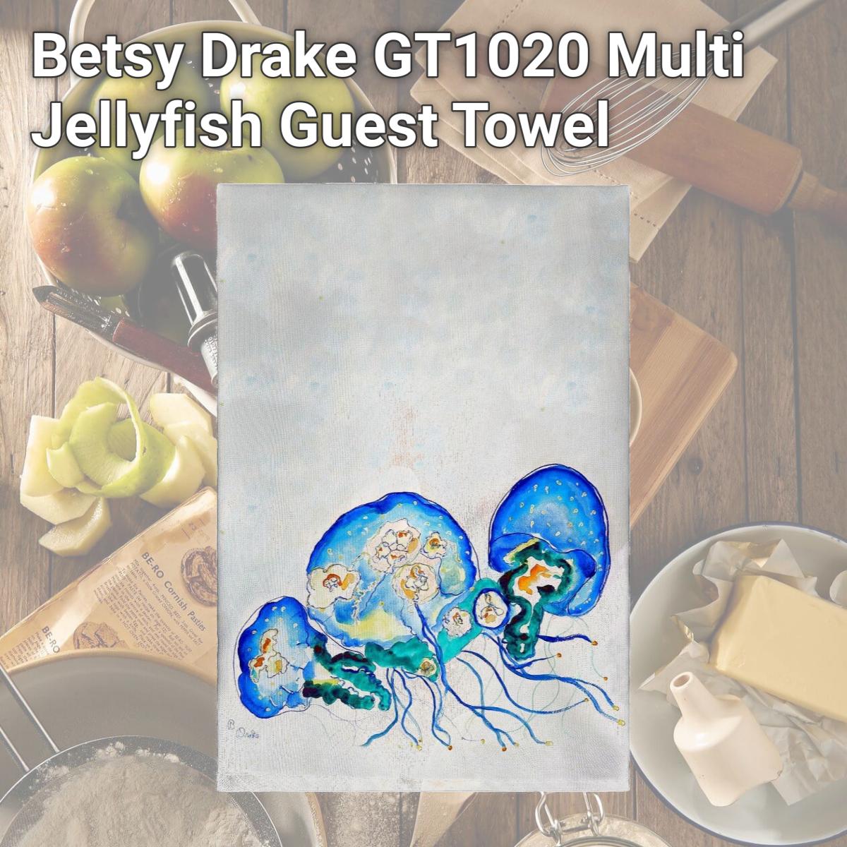 Picture of Betsy Drake GT1020 Multi Jellyfish Guest Towel