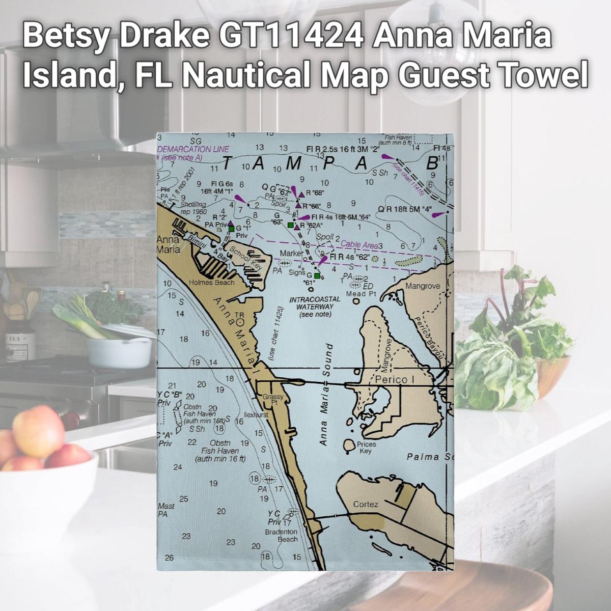 Picture of Betsy Drake GT11424 Anna Maria Island, FL Nautical Map Guest Towel