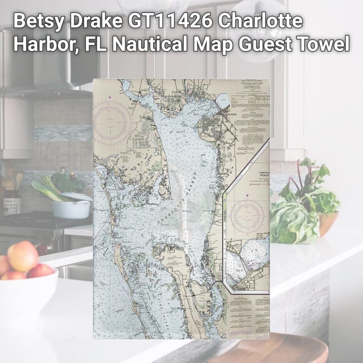 Picture of Betsy Drake GT11426 Charlotte Harbor, FL Nautical Map Guest Towel