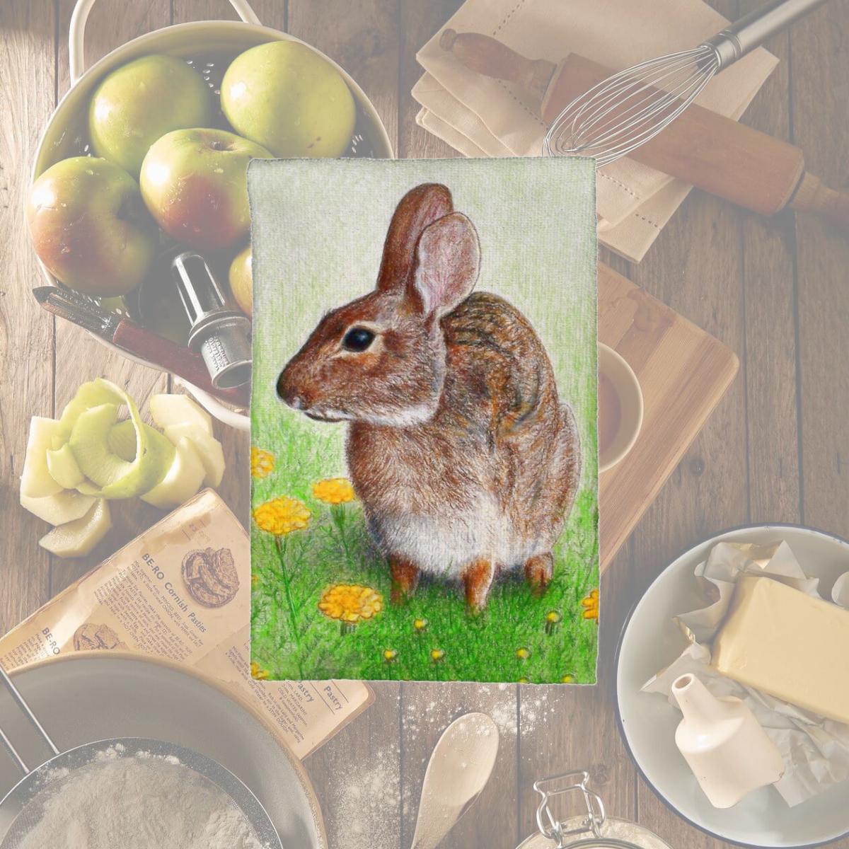 Picture of Betsy Drake KT053L Rabbit Left Kitchen Towel