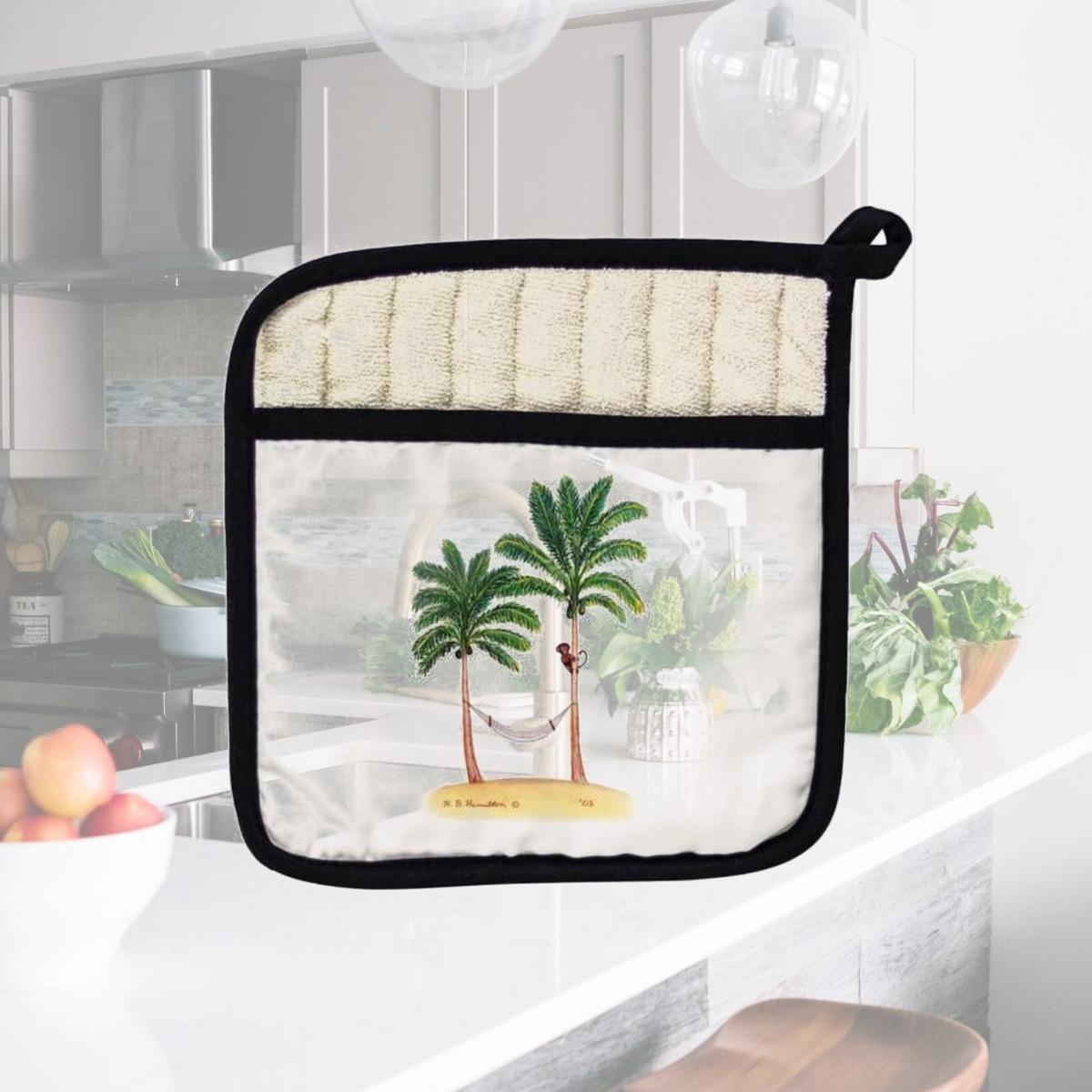 Picture of Betsy Drake PT085 Palm Trees & Monkey Pot Holder