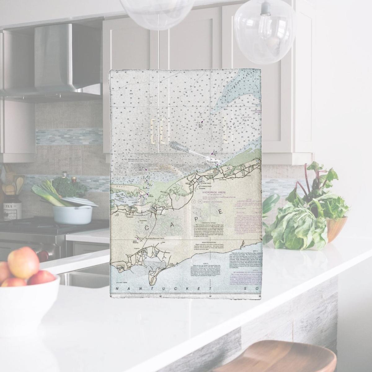 Picture of Betsy Drake KT13246 Cape Cod Bay, MA Nautical Map Kitchen Towel