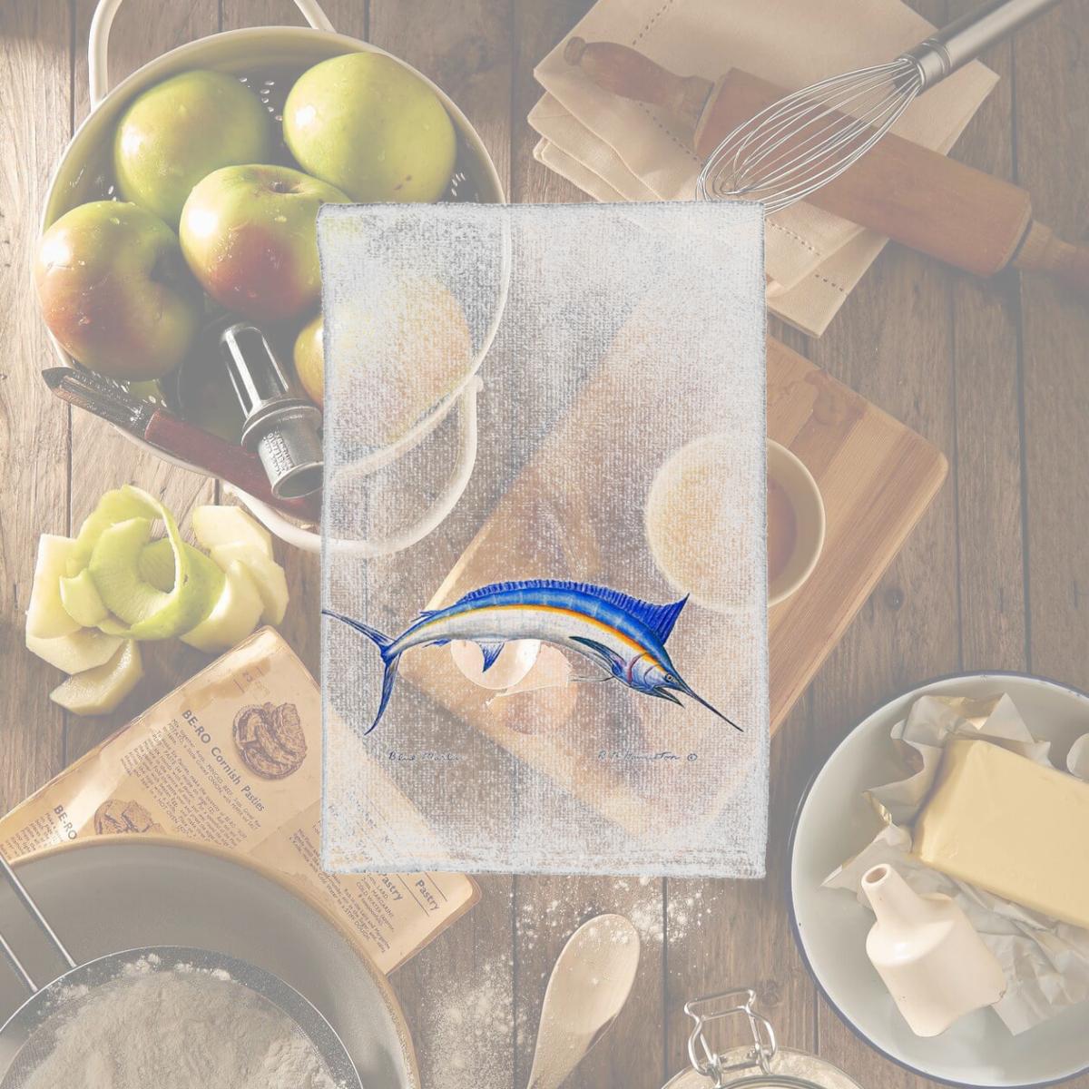 Picture of Betsy Drake KT015 Blue Marlin Kitchen Towel